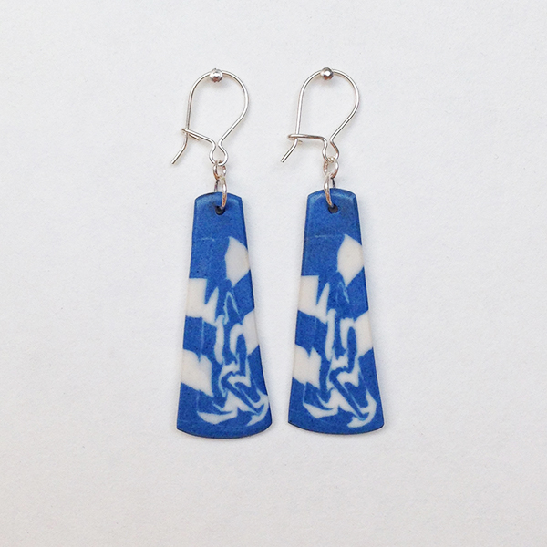 Blue and white porcelain and silver earrings.